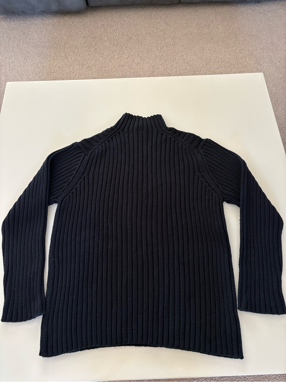 Navy Blue Ribbed Mock Neck Women's Chunky Sweater - Picture 3 of 3